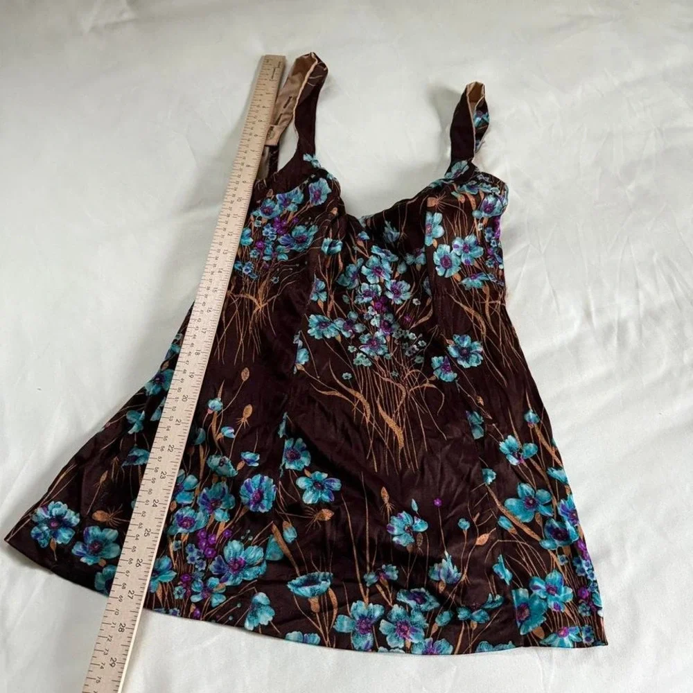 brown floral 70s brown‎ floral mini swim dress cole of california